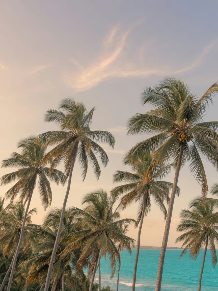 Coconut palms above turquoise water